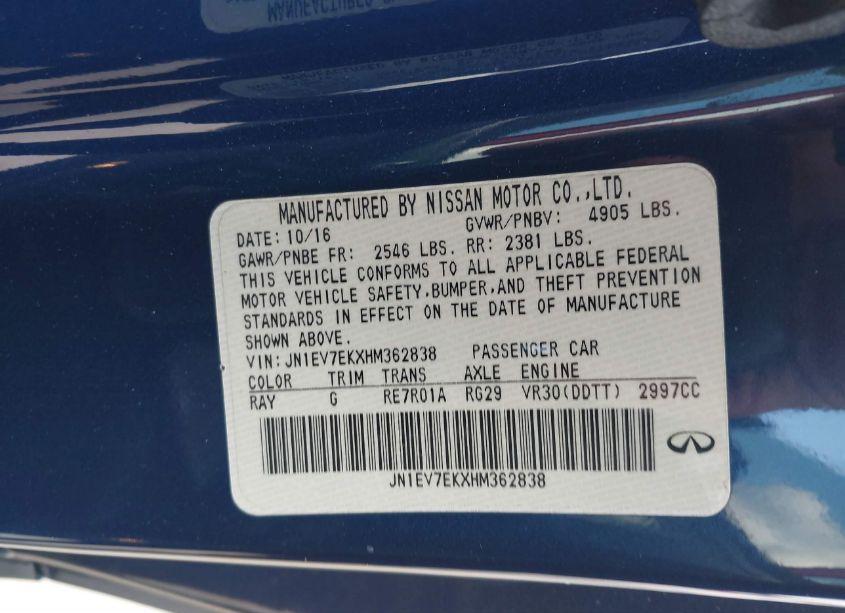 Photo 9 of 2017 Infiniti Q60 3.0T PREMIUM (VIN JN1EV7EKXHM362838)