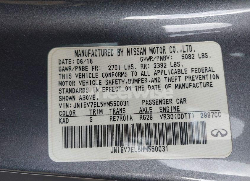 Photo 9 of 2017 Infiniti Q60 3.0T PREMIUM (VIN JN1EV7EL5HM550031)