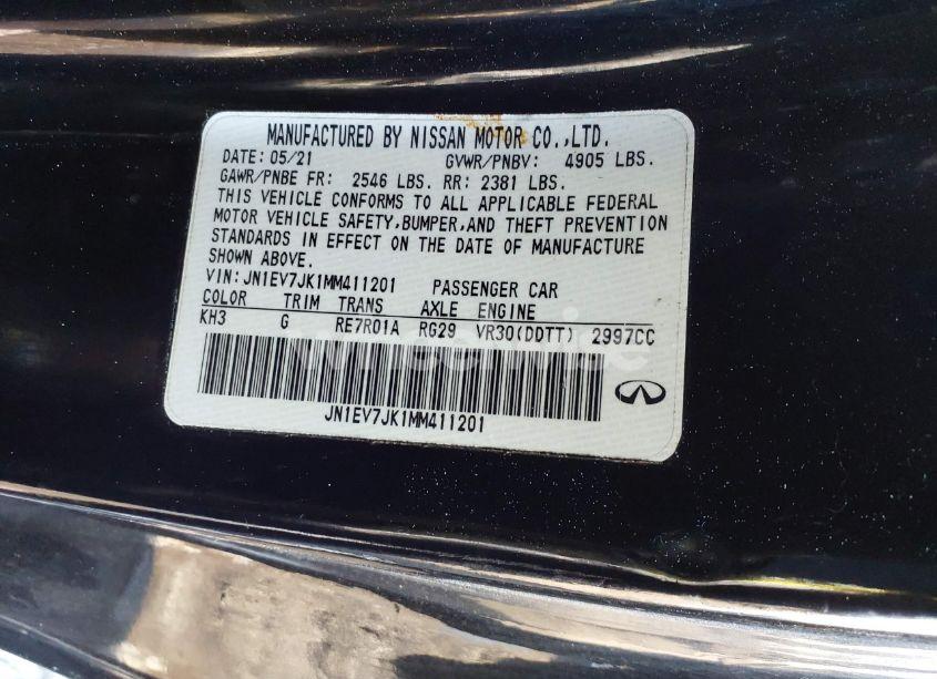 Photo 9 of 2021 Infiniti Q60 PURE (VIN JN1EV7JK1MM411201)