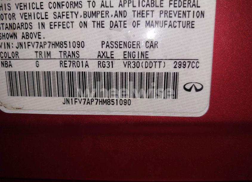 Photo 9 of 2017 Infiniti Q50 3.0T RED SPORT 400 (VIN JN1FV7AP7HM851090)