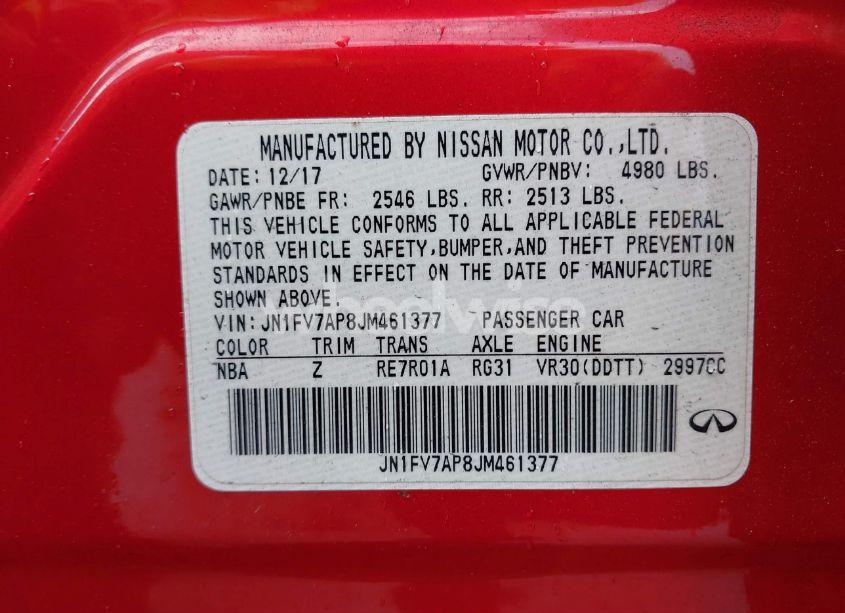 Photo 9 of 2018 Infiniti Q50 3.0T RED SPORT 400 (VIN JN1FV7AP8JM461377)