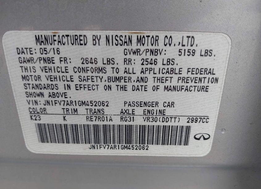 Photo 9 of 2016 Infiniti Q50 3.0T RED SPORT 400 (VIN JN1FV7AR1GM452062)