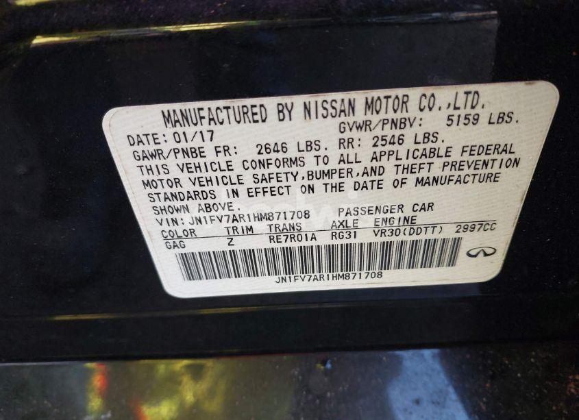 Photo 9 of 2017 Infiniti Q50 3.0T RED SPORT 400 (VIN JN1FV7AR1HM871708)