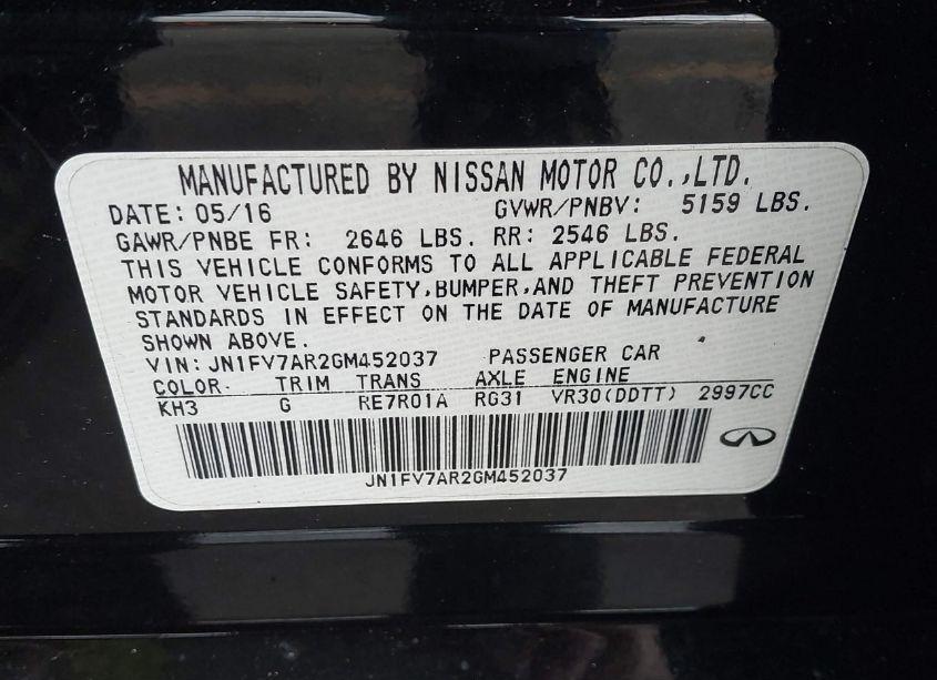 Photo 9 of 2016 Infiniti Q50 3.0T RED SPORT 400 (VIN JN1FV7AR2GM452037)