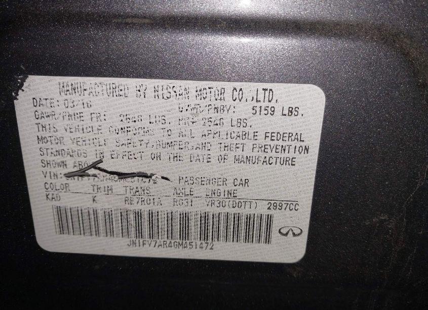 Photo 9 of 2016 Infiniti Q50 3.0T RED SPORT 400 (VIN JN1FV7AR4GM451472)