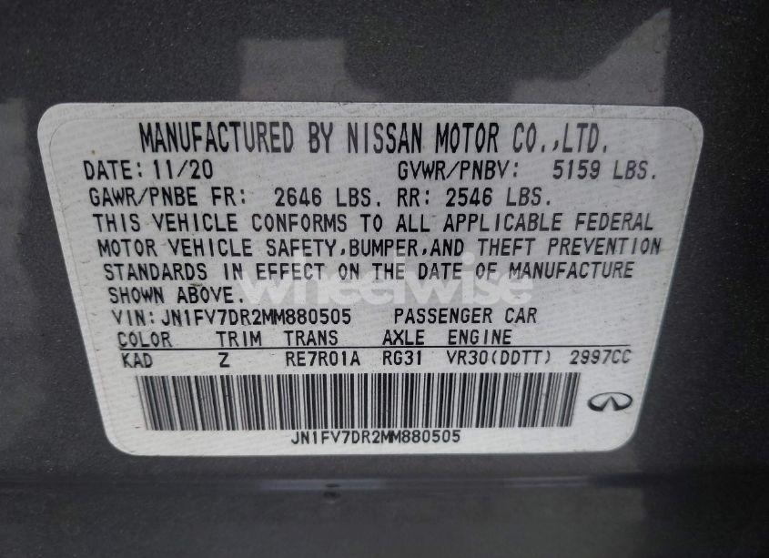 Photo 9 of 2021 Infiniti Q50 RED SPORT 400 AWD (VIN JN1FV7DR2MM880505)