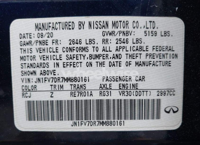 Photo 9 of 2021 Infiniti Q50 RED SPORT 400 AWD (VIN JN1FV7DR7MM880161)