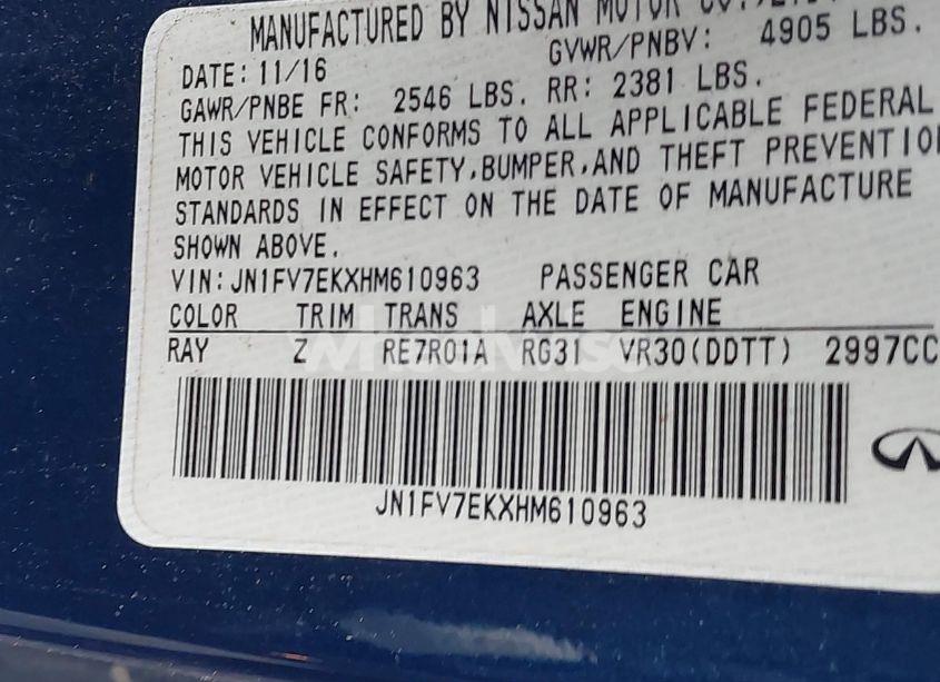 Photo 9 of 2017 Infiniti Q60 3.0T RED SPORT 400 (VIN JN1FV7EKXHM610963)