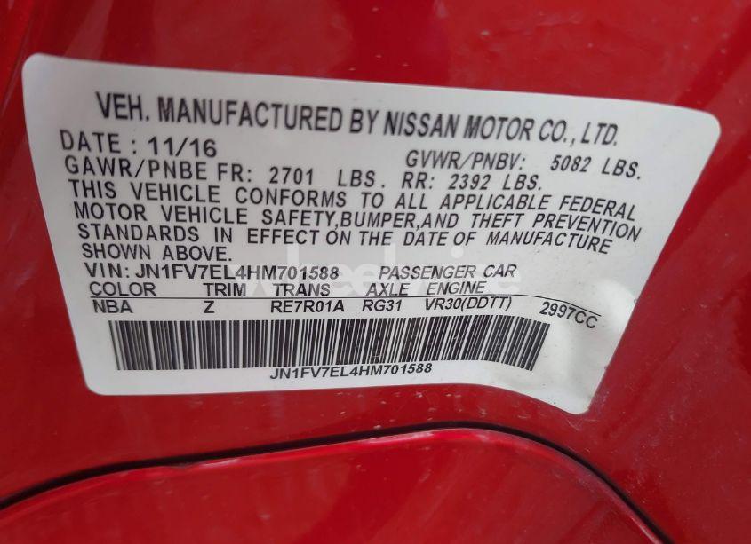 Photo 9 of 2017 Infiniti Q60 3.0T RED SPORT 400 (VIN JN1FV7EL4HM701588)