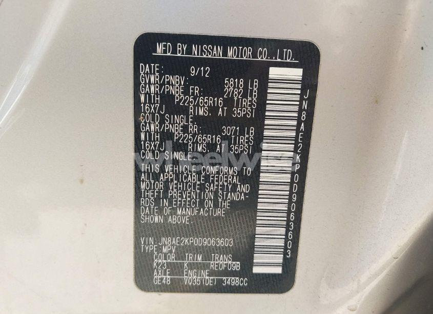 Photo 9 of 2013 Nissan Quest SV (VIN JN8AE2KP0D9063603)