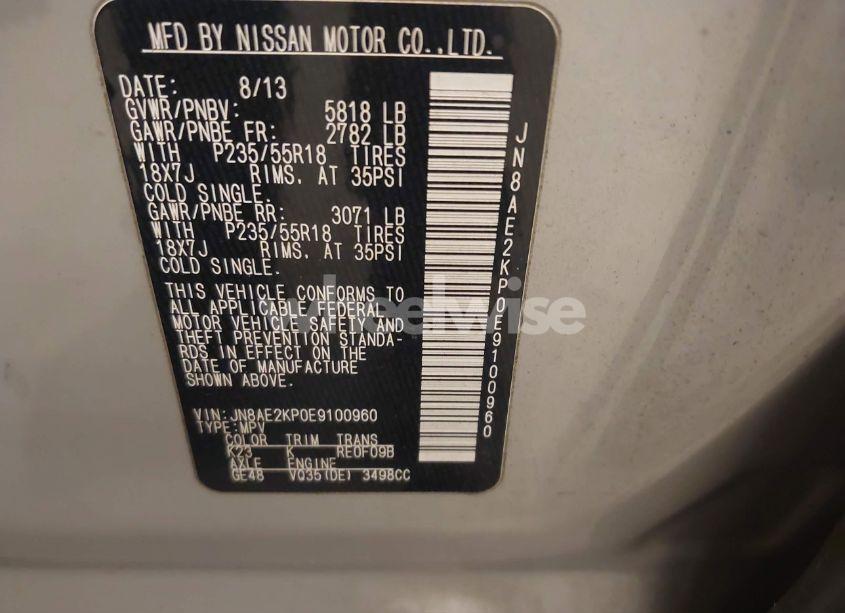 Photo 9 of 2014 Nissan Quest SL (VIN JN8AE2KP0E9100960)