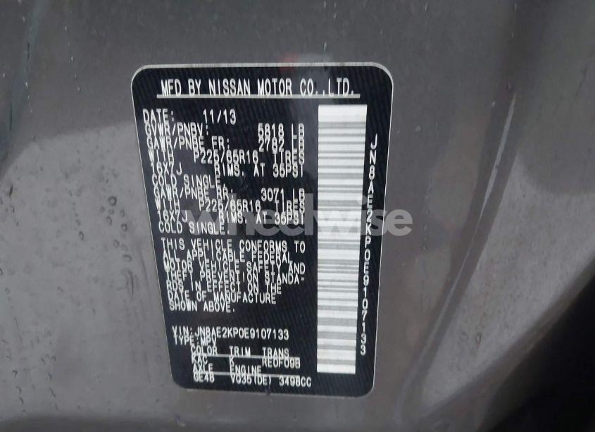 Photo 9 of 2014 Nissan Quest SV (VIN JN8AE2KP0E9107133)