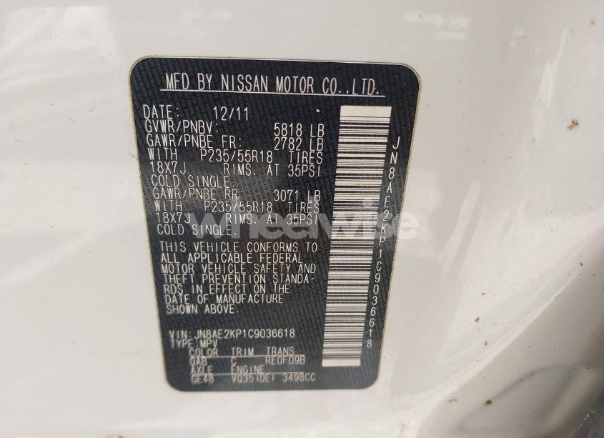 Photo 9 of 2012 Nissan Quest SL (VIN JN8AE2KP1C9036618)
