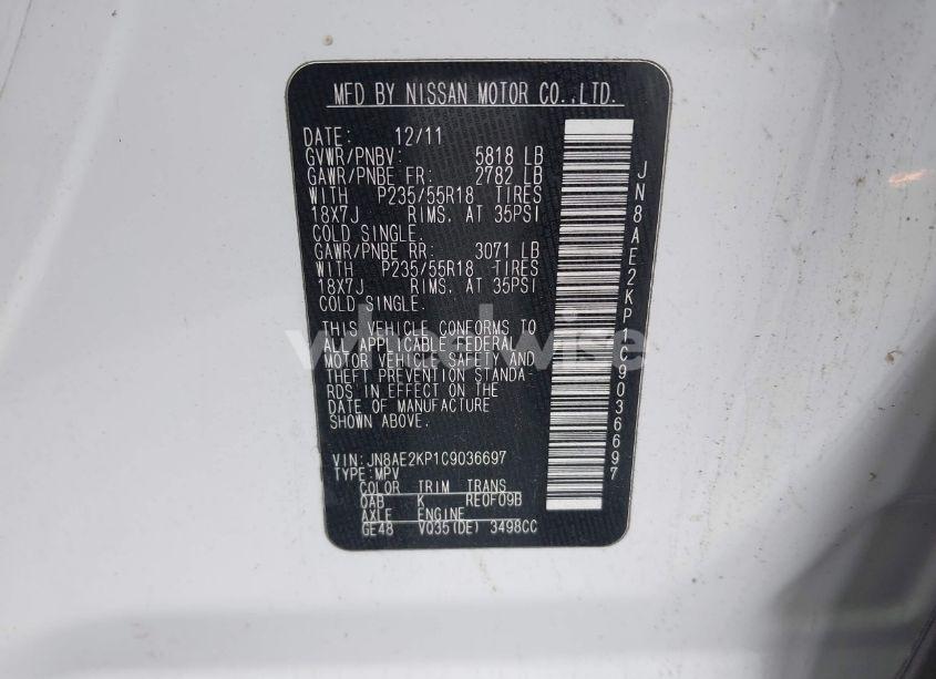 Photo 9 of 2012 Nissan Quest LE (VIN JN8AE2KP1C9036697)