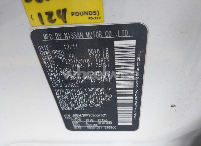 Photo 9 of 2012 Nissan Quest SL (VIN JN8AE2KP2C9037521)