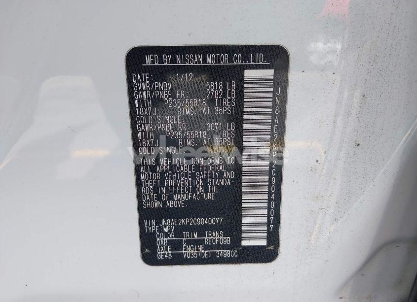 Photo 9 of 2012 Nissan Quest LE (VIN JN8AE2KP2C9040077)