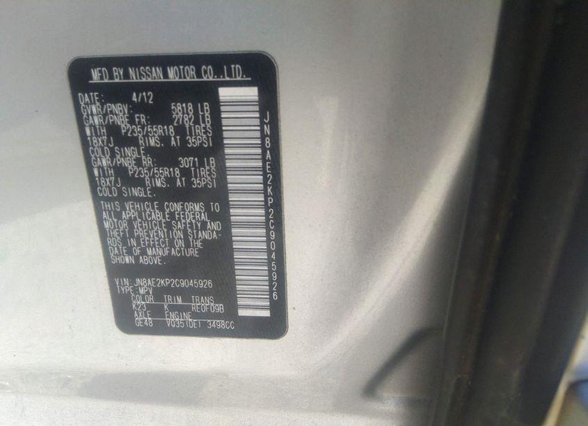 Photo 9 of 2012 Nissan Quest LE (VIN JN8AE2KP2C9045926)