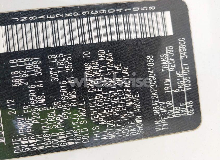 Photo 9 of 2012 Nissan Quest S (VIN JN8AE2KP3C9041058)