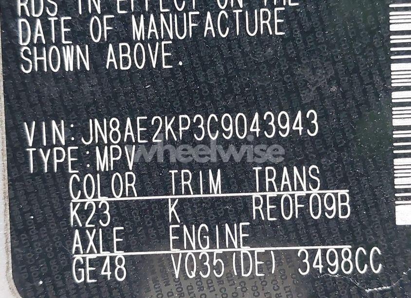 Photo 9 of 2012 Nissan Quest S (VIN JN8AE2KP3C9043943)