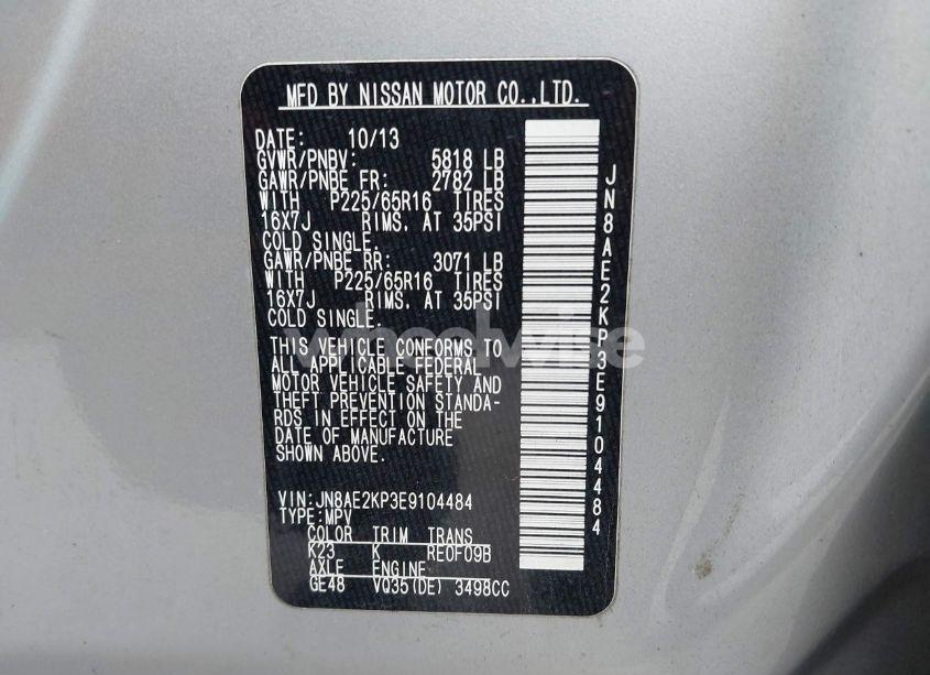 Photo 9 of 2014 Nissan Quest SV (VIN JN8AE2KP3E9104484)