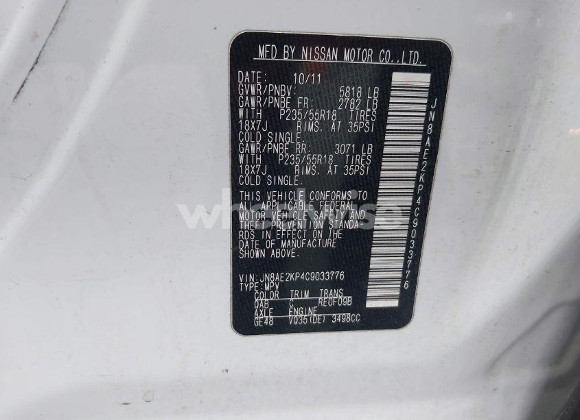 Photo 9 of 2012 Nissan Quest LE (VIN JN8AE2KP4C9033776)