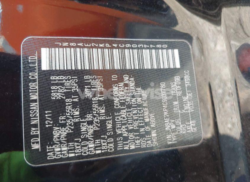 Photo 9 of 2012 Nissan Quest SL (VIN JN8AE2KP4C9037780)