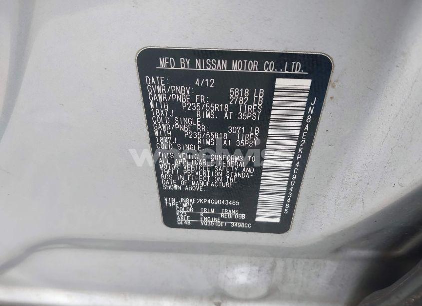 Photo 9 of 2012 Nissan Quest LE (VIN JN8AE2KP4C9043465)