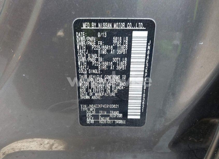 Photo 9 of 2014 Nissan Quest SV (VIN JN8AE2KP4E9103621)