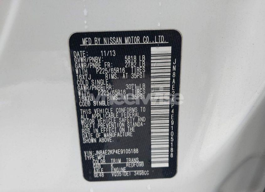 Photo 9 of 2014 Nissan Quest SV (VIN JN8AE2KP4E9105188)