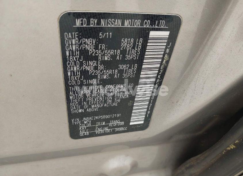 Photo 9 of 2011 Nissan Quest SL (VIN JN8AE2KP5B9012191)