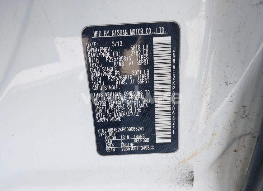 Photo 9 of 2013 Nissan Quest SV (VIN JN8AE2KP6D9068241)