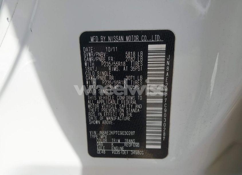 Photo 9 of 2012 Nissan Quest SL (VIN JN8AE2KP7C9030287)