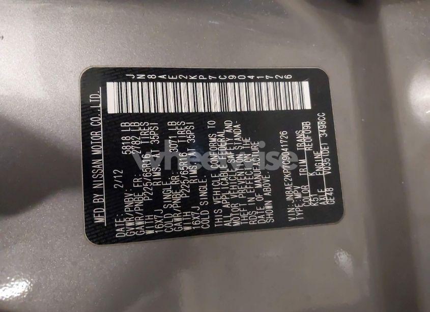 Photo 9 of 2012 Nissan Quest SV (VIN JN8AE2KP7C9041726)