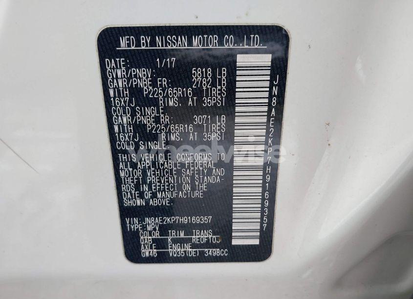 Photo 9 of 2017 Nissan Quest SV (VIN JN8AE2KP7H9169357)