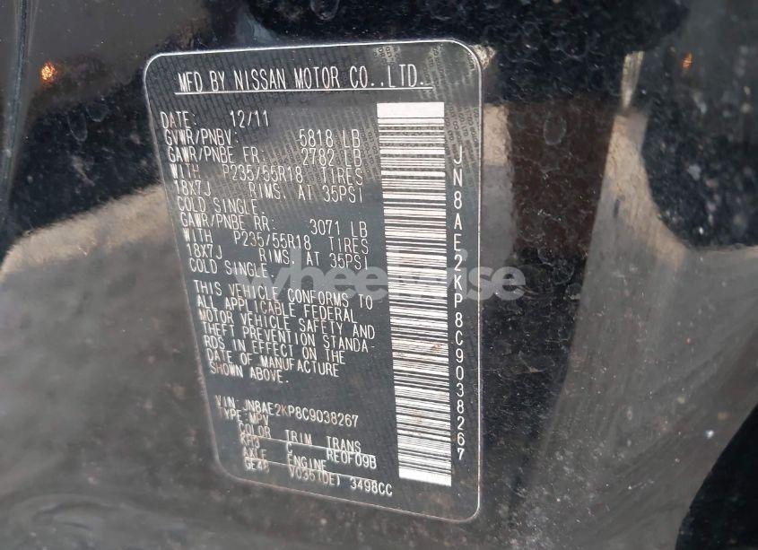 Photo 9 of 2012 Nissan Quest LE (VIN JN8AE2KP8C9038267)