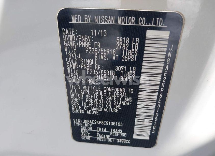 Photo 9 of 2014 Nissan Quest SL (VIN JN8AE2KP8E9106165)