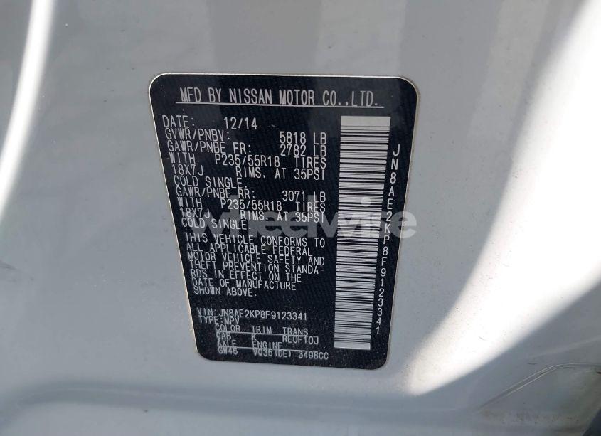 Photo 9 of 2015 Nissan Quest SL (VIN JN8AE2KP8F9123341)