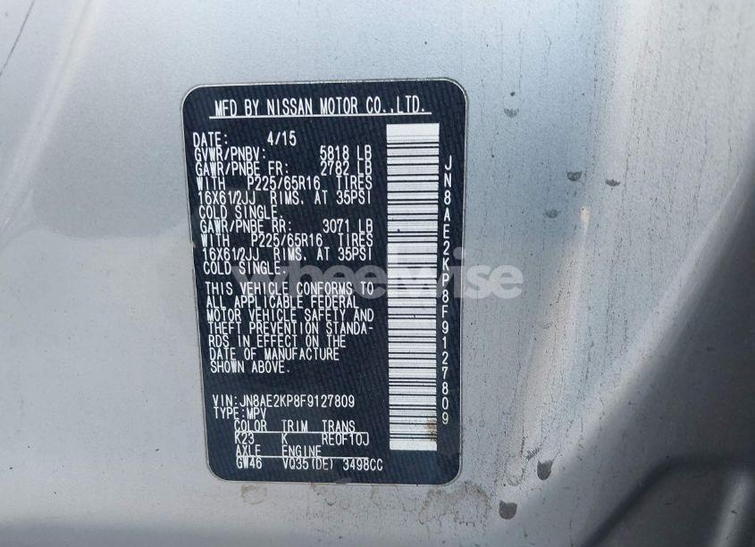 Photo 9 of 2015 Nissan Quest S (VIN JN8AE2KP8F9127809)