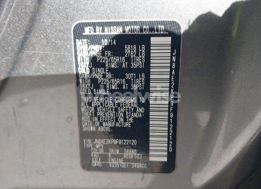 Photo 9 of 2015 Nissan Quest SV (VIN JN8AE2KP9F9122120)