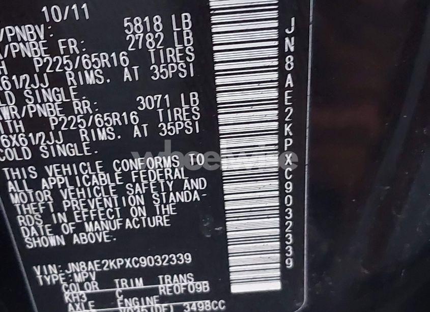 Photo 9 of 2012 Nissan Quest S (VIN JN8AE2KPXC9032339)