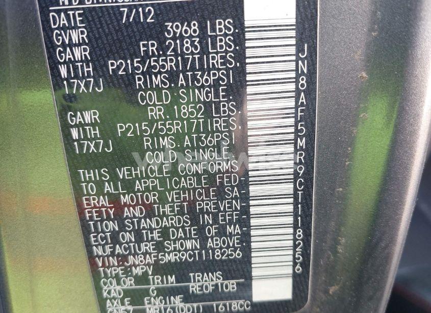 Photo 9 of 2012 Nissan Juke SL (VIN JN8AF5MR9CT118256)