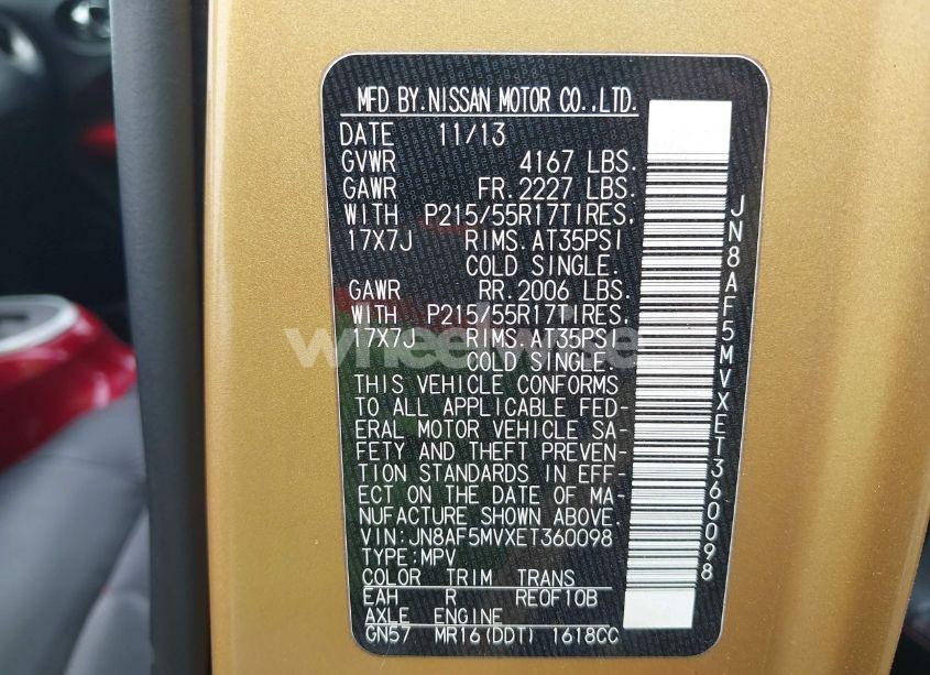 Photo 9 of 2014 Nissan Juke SL (VIN JN8AF5MVXET360098)