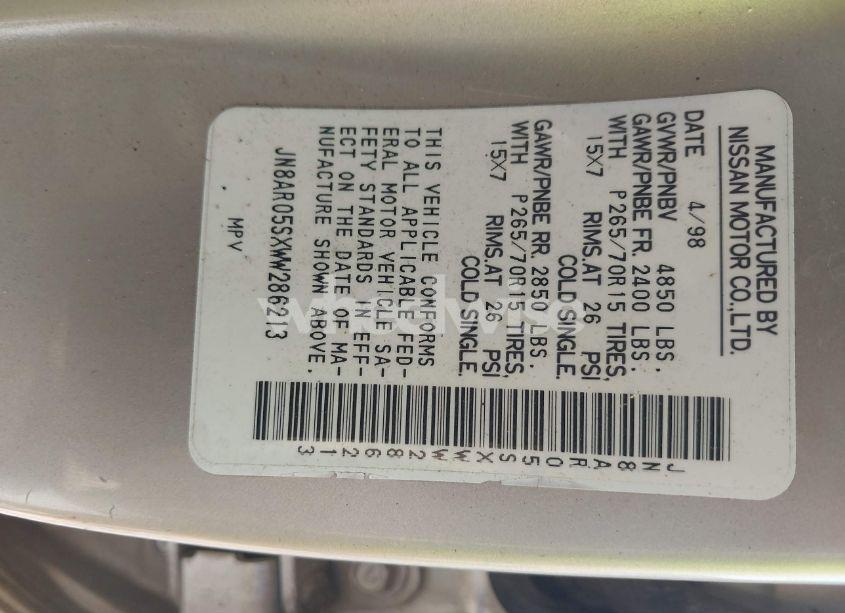 Photo 9 of 1998 Nissan Pathfinder LE/XE (VIN JN8AR05SXWW286213)