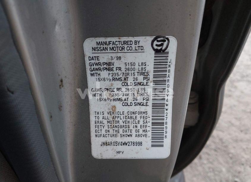 Photo 9 of 1998 Nissan Pathfinder LE/SE/XE (VIN JN8AR05Y4WW278998)