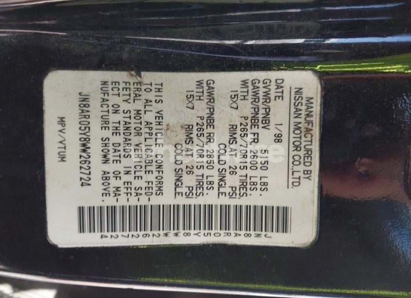 Photo 9 of 1998 Nissan Pathfinder LE/SE/XE (VIN JN8AR05Y8WW262724)