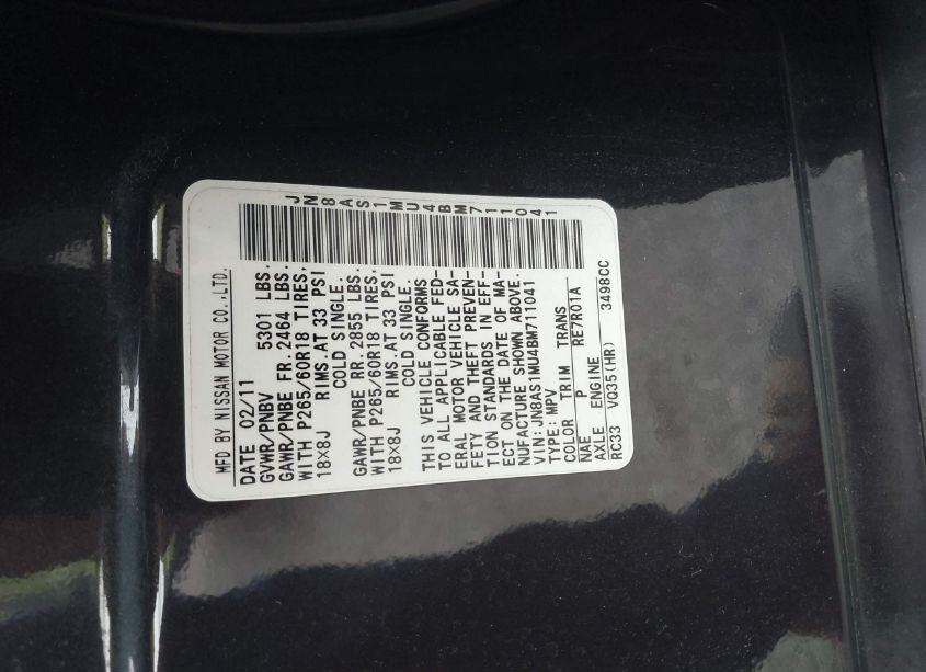 Photo 9 of 2011 Infiniti Fx35 (VIN JN8AS1MU4BM711041)