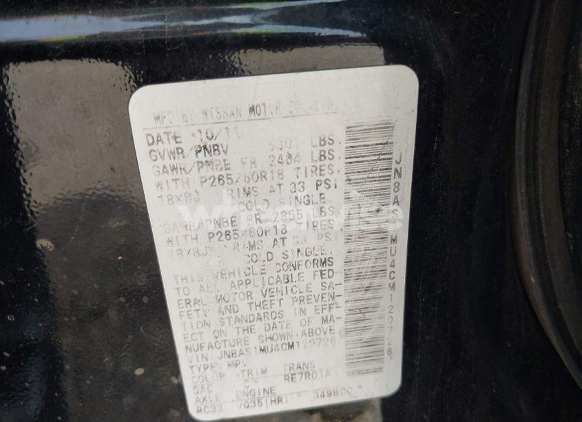 Photo 9 of 2012 Infiniti Fx35 (VIN JN8AS1MU4CM120726)