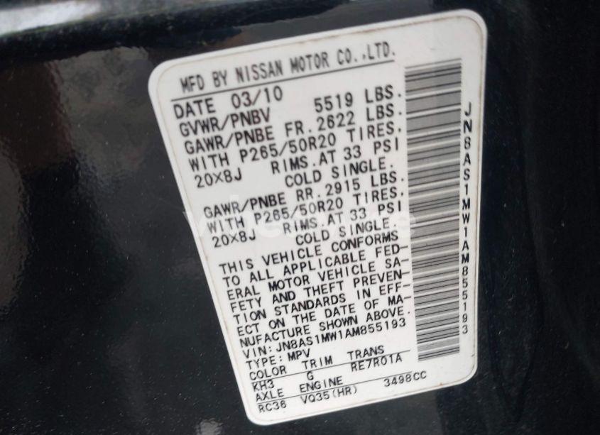 Photo 9 of 2010 Infiniti Fx35 N/A (VIN JN8AS1MW1AM855193)