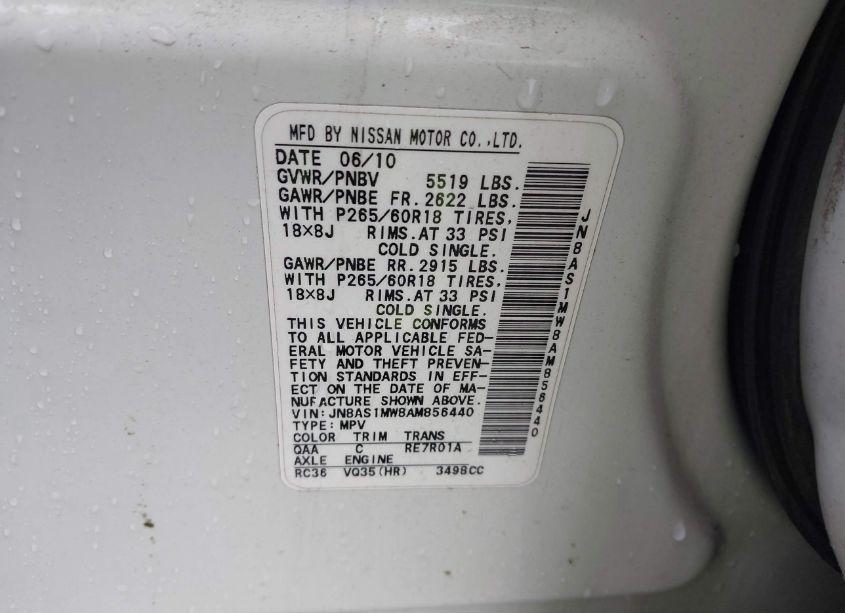 Photo 9 of 2010 Infiniti Fx35 N/A (VIN JN8AS1MW8AM856440)