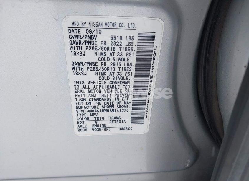 Photo 9 of 2011 Infiniti Fx35 N/A (VIN JN8AS1MW9BM141376)